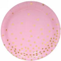 Тарелка бумажная 18 см в наборе 10 шт «Конфетти» ярко-розовая