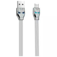 Кабель (Железный человек) с светящимся глазами microUSB 1.2м 2.4A силикон (Серый) для Sony Ericsson Xperia Ray