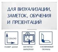 Доска магнитно-маркерная 120х240 см, Calligrata стандарт, в алюминиевой рамке, с полочкой