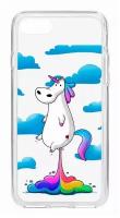 Чехол для iPhone 7/8/SE 2020 Kruche Print Flying Unicorn, противоударная пластиковая накладка с рисунком, защитный силиконовый бампер с защитой камеры