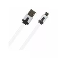 Дата-кабель Red Line Lite microUSB с плоским шнуром 1 метр белый