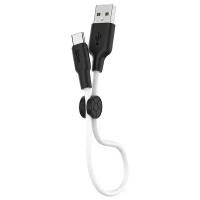 Кабель USB HOCO X21 Plus Silicone USB - Type-C, 3A, 25 см, белый+черный