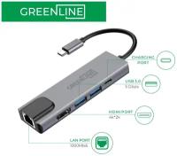 USB Type C Hub + Ethernet 1000 адаптер Green Line 