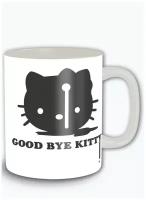 Кружка белая мемы бренды hello kitty хеллоу китти good bye kitty - 7612