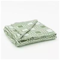 Одеяло полушерстяное Skiico размер 100х140 см / Одеяло-Покрывало полушерстяное / Всесезонное одеяло из шерсти / Покрывало 70% шерсть цвет Зеленый