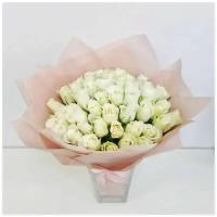 Букет живых цветов из белых роз (Кения) 51 шт. (35см), Лэтуаль Flowers