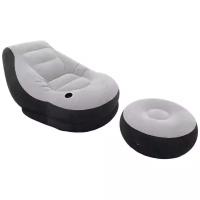 Надувное кресло Ultra Lounge с пуфиком (68564), 137х102 см, серый/черный с насосом