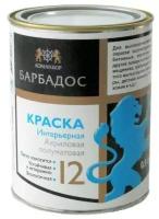 Краска акриловая командор Барбадос для детской влагостойкая полуглянцевая белый 0.9 л