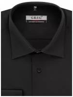 Рубашка мужская длинный рукав GREG 340/319/BLK, Прямой силуэт / Сlassic fit, цвет Черный, рост 174-184, размер ворота 41