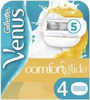 Venus ComfortGlide with Olay Сменные лезвия cо встроенными полосками с гелем для бритья, 4 шт