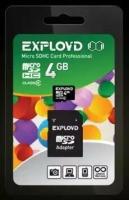 Карта памяти Exployd microSDHC 4GB Class 4 + адаптер SD