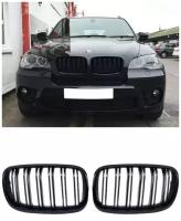 Решетка радиатора BMW X5/X6 E70/E71 черная двойная с эмблемой М