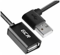 Удлинитель USB 2.0 AM левый угол / AF двусторонний (GCR-AUEC6), черный, 1.0м