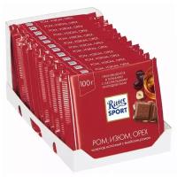 Шоколад Ritter Sport молочный Ром, изюм, орех, 100 г, 12 шт