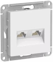 Розетка 2гн комп+комп RJ45+RJ45 с/у белый механизм AtlasDesign Schneider Electric