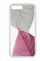 Чехол для iPhone 7 Plus/8 Plus Kruche Print Pink and white, противоударная пластиковая накладка с рисунком, защитный силиконовый бампер с защитой камеры