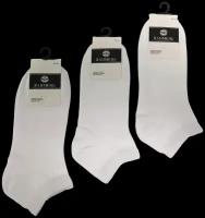 Короткие белые носки Ланмень летние для спортивной обуви, р-р 41-47 мужские, женские дышащие, хлопок, 3 пары