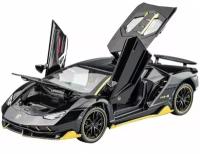 Машинка Lamborghini Aventador Ламборгини металлическая чёрно-золотая в коробке 1:24