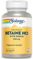 Solaray Betaine HCL 650 mg with Pepsin (Бетаин гидрохлорид c пепсином 650 мг) 100 вег капсул (Solaray)