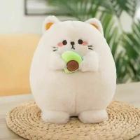 Мягкая игрушка Кошка с авокадо, 40 см белый, плюшевая игрушка подушка, плюшевый кот авокадо