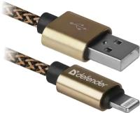 Кабель Defender USB - Lightning (ACH01-03T PRO), 1 м, золотой