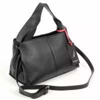 Женская кожаная мягкая сумка с одной ручкой Sergio Valentini SV-0615 Блек