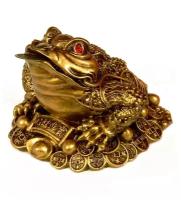 Фэн-шуй Жаба денежная, китайская лягушка с монетой под бронзу