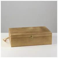 Подарочный ящик 34×21.5×10 см деревянный, с закрывающейся крышкой, с ручкой, коричневый 5928351