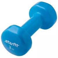 Гантель виниловая STARFIT DB-101 3 кг, синяя (1 шт.) 1/6