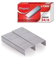 Скобы для степлеров Maped, №24/6, никелированные, 1000шт, 36 уп. (324405)