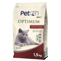 Сухой корм для кошек PetQM Sensitive, с ягненком, с рисом 1.5 кг