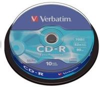 Диск CD-R Verbatim 700Mb 52x Cake Box (10шт) (43437)