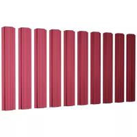 Штакетник металлический Практик (двусторонний окрас, цвет винно-красный, высота 1.7 м, ширина планки 12 см, 20 шт, саморезы в комплекте)