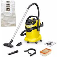 Пылесос Karcher WD 6 P V-25/8/22/T для уборки в мастерской, гараже, во время ремонта, с розеткой для электроинструмента, 25 л + 5 фильтр-мешков