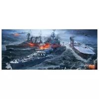 Постер на холсте Морской бой World of Warships №6 71см. x 30см