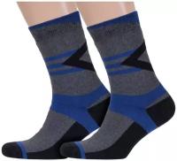 Комплект из 2 пар мужских махровых носков Красная ветка серые с синим, размер 29