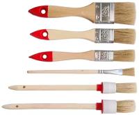 Набор Master Color 30-0510 из 6 кистей с деревянными ручками: флейц. кисть 20 мм, 25 мм, 35 мм (55% топс); круглая кисть Ø20 мм, Ø25 мм, кисть художественная для подкраски