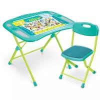 Стол-парта детская со стулом Nika стол Пушистая азбука, 73x59 см, цвет зеленый
