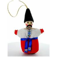 Кукла-потешка сувенирная подвесная. Украинец. Дерево, текстиль