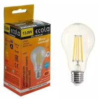 Ecola Светодиодная лампа Ecola classic LED Premium 13,0W A65 220-240V E27 2700K 360° filament прозр нитевидная (Ra 80, 100 Lm/W, КП=0) 120x65 N7LW13ELC