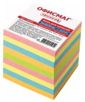Блок-кубик для записей Офисмаг, 90x90x90мм, непроклеенный, цветной (124444)