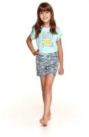 Пижама детская для девочек TARO Hania 2200-2201-03, футболка и шорты, голубой