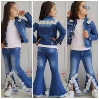 Джинсовая куртка, майка, джинсы ELFANTO KIDS, (5-6лет) рост 116 см
