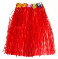 Гавайская юбка 60 см, цвет красный