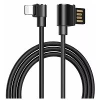 Кабель USB - Apple 8 pin HOCO U37 Long roam, 1.2м, круглый, 2.1A, силикон, боковой, цвет чёрный