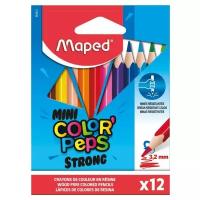 Карандаши 12цв. Maped COLOR'PEPS MINI STRONG мини, пластиковые, в картон коробке, подвес 6778799