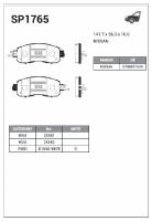 Дисковые тормозные колодки передние SANGSIN BRAKE SP1765 для Nissan Leaf, Nissan Teana, Nissan Altima, Great Wall Safe (4 шт.)