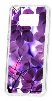 Чехол для Samsung Galaxy S8 Kruche Print Purple leaves, пластиковая накладка, силиконовый бампер с защитой камеры, защитный прозрачный кейс с рисунком