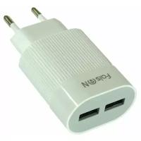 Сетевая зарядка FaisON 2хUSB, 2.1A, белый, HUT-110, Ribs