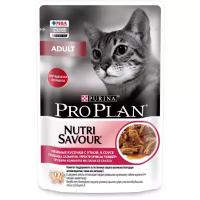 Влажный корм для взрослых кошек Pro Plan Nutri savour, с уткой 85 г (кусочки в соусе)